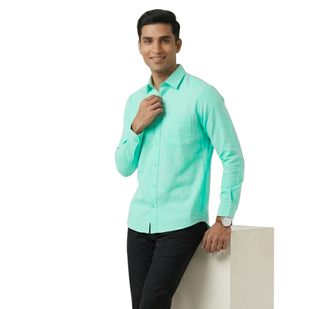 Aqua Mint Cotton Formal Shirt for Men – Premium Slim Fit | Nakear