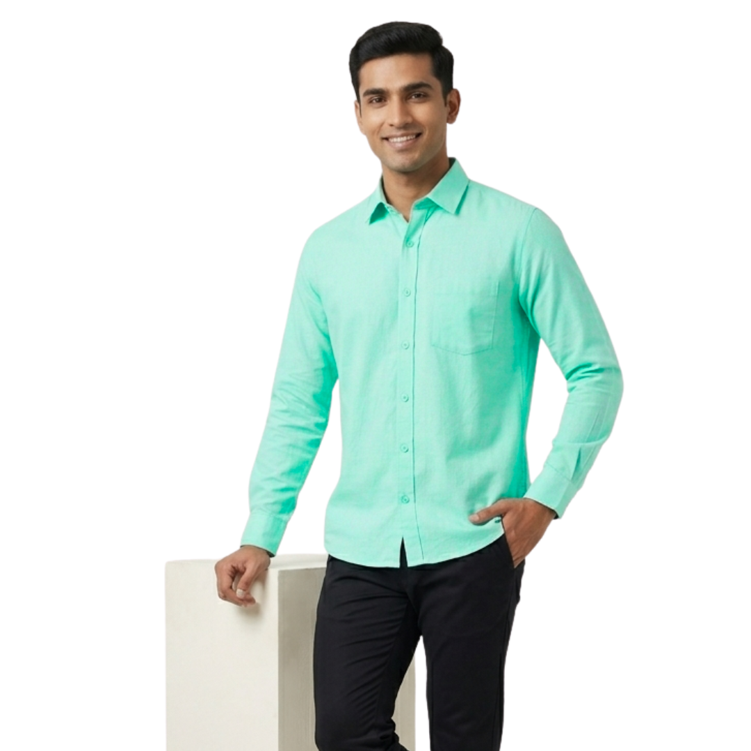 Aqua Mint Cotton Formal Shirt for Men – Premium Slim Fit | Nakear