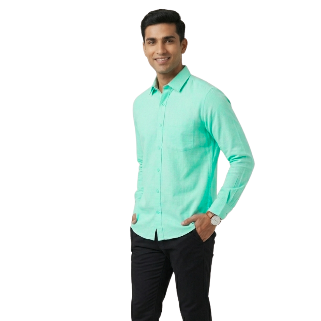 Aqua Mint Cotton Formal Shirt for Men – Premium Slim Fit | Nakear