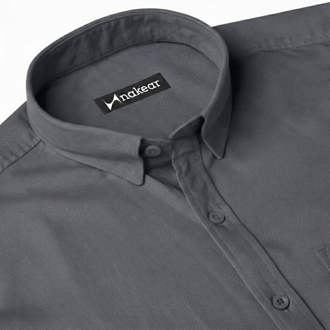 Men's Premium Cotton Formal Shirt in Graphite Stone | Nakear