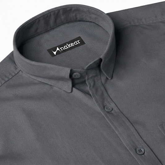 Men's Premium Cotton Formal Shirt in Graphite Stone | Nakear