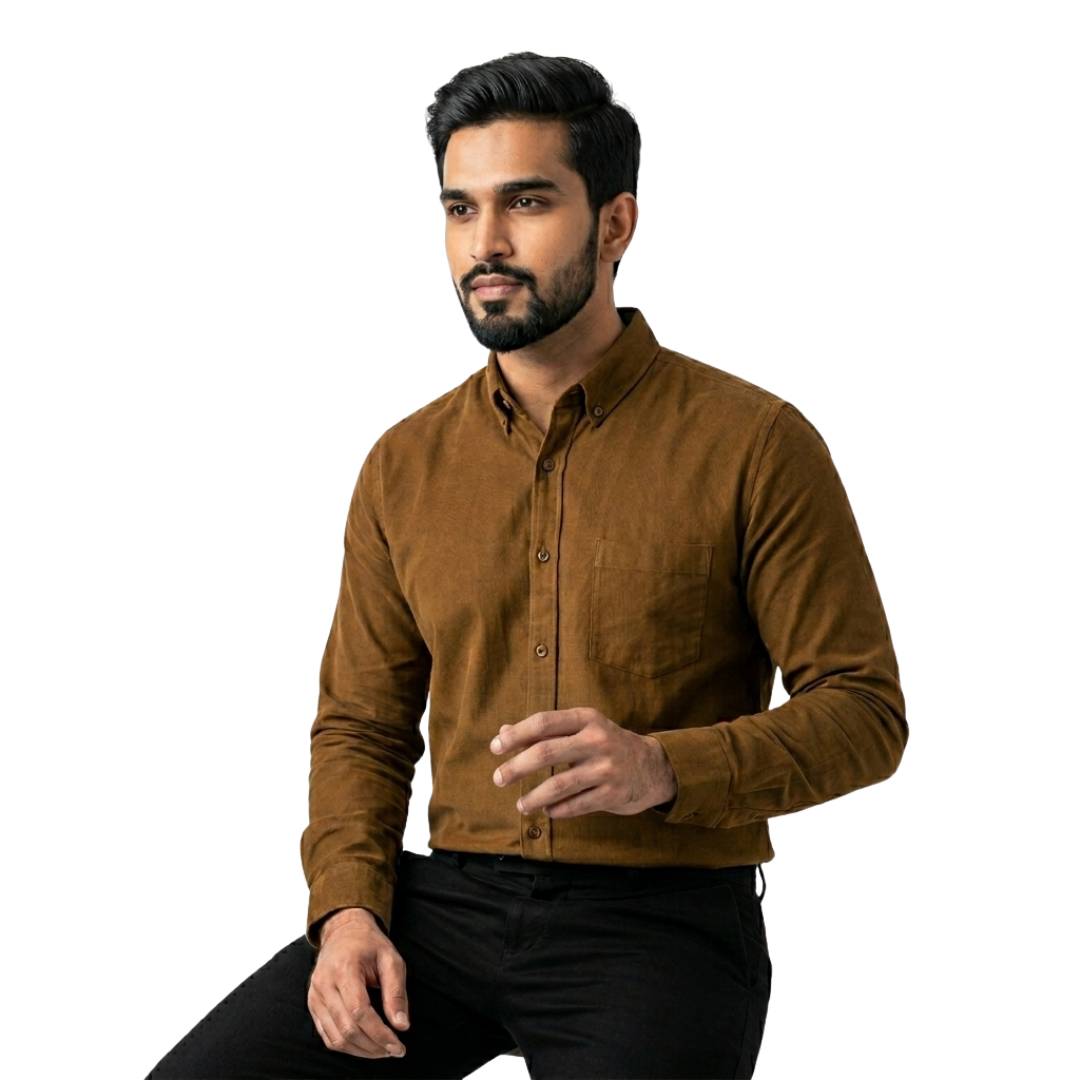 Men's Premium Cotton Formal Shirt in Mocha Earth | Nakear