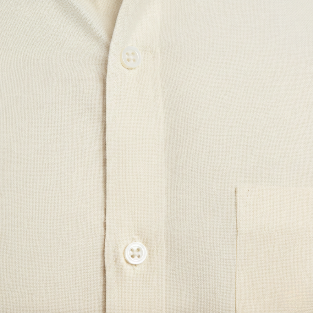 Cream Men’s Formal Shirt | Office Wear Tailored Fit Full Sleeve – Nakear