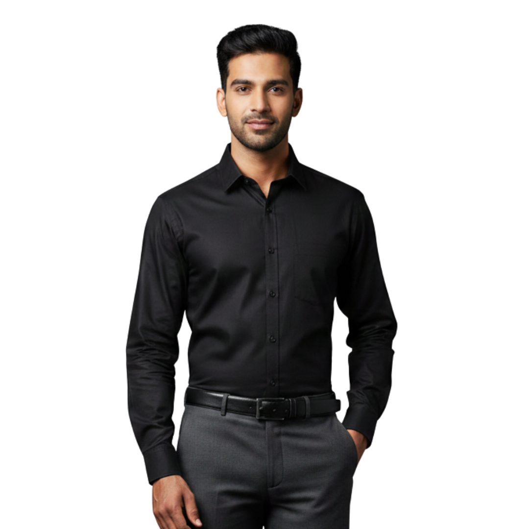 Black Formal Shirt for Men – Premium Office & Evening Wear by Nakear