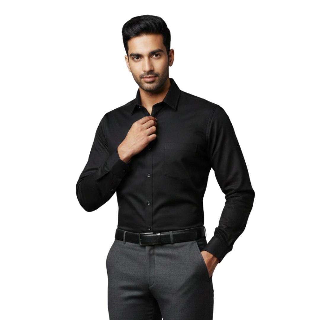 Black Formal Shirt for Men – Premium Office & Evening Wear by Nakear