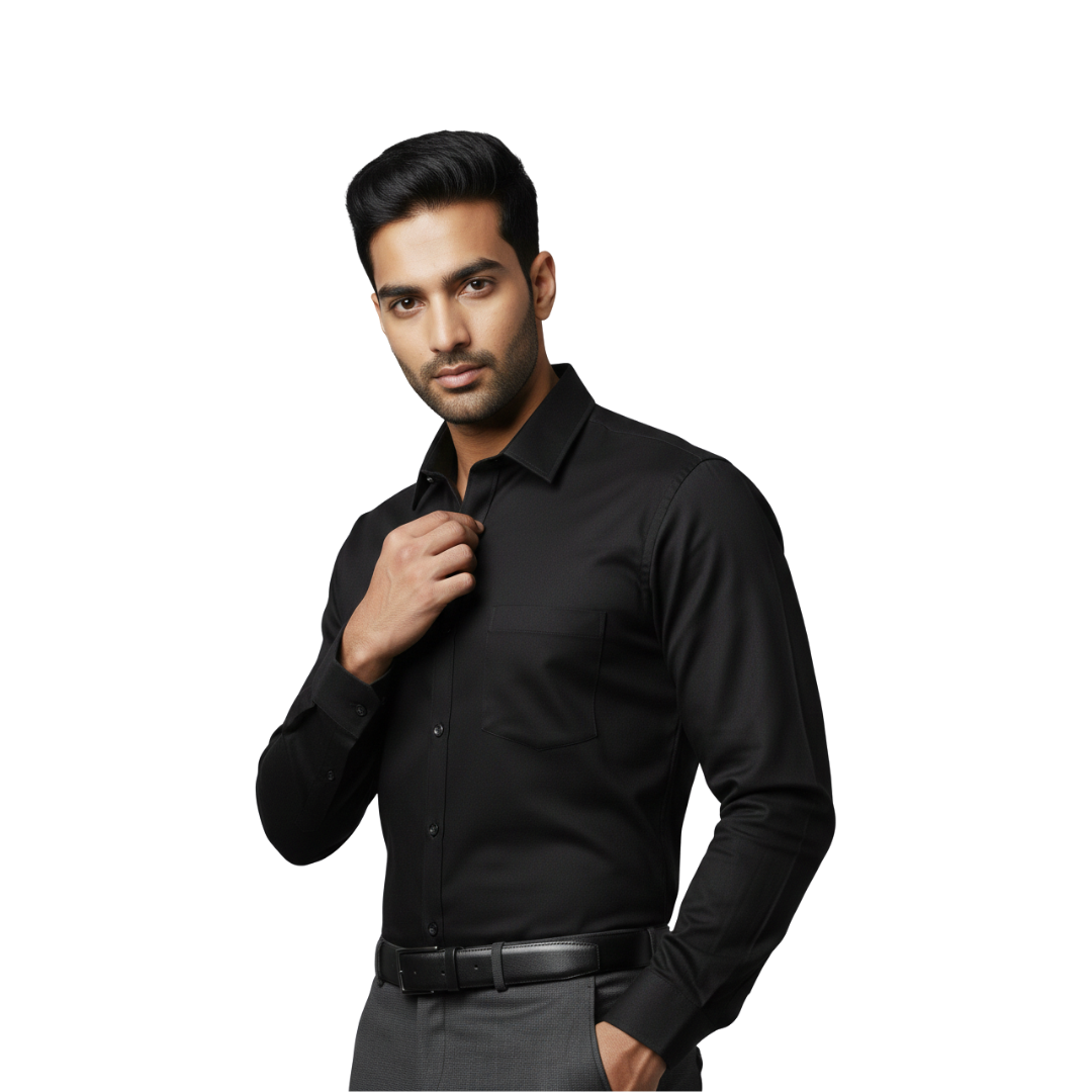 Black Formal Shirt for Men – Premium Office & Evening Wear by Nakear