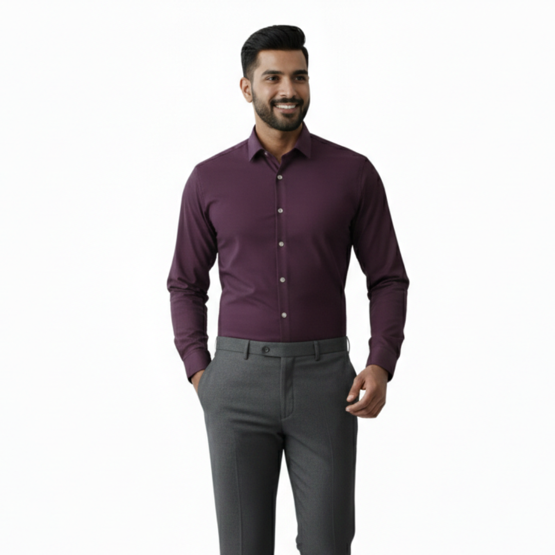 Royal Plum Formal Shirt for Men – Premium Fit by Nakear