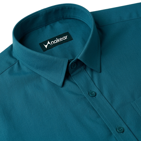 Deep Teal Pure Cotton Formal Shirt for Men – Premium Slim Fit | Nakear