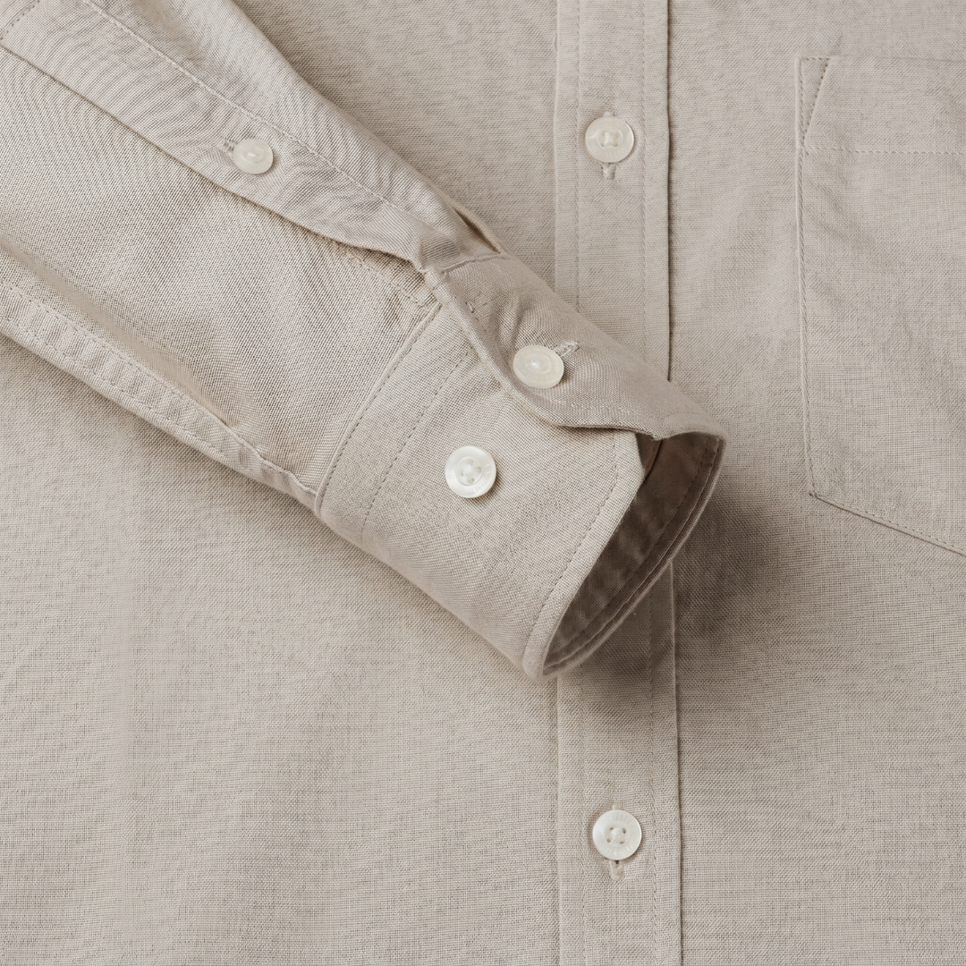 Sandstone Beige Cotton Shirt for Men – Tailored Fit Office Wear | Nakear