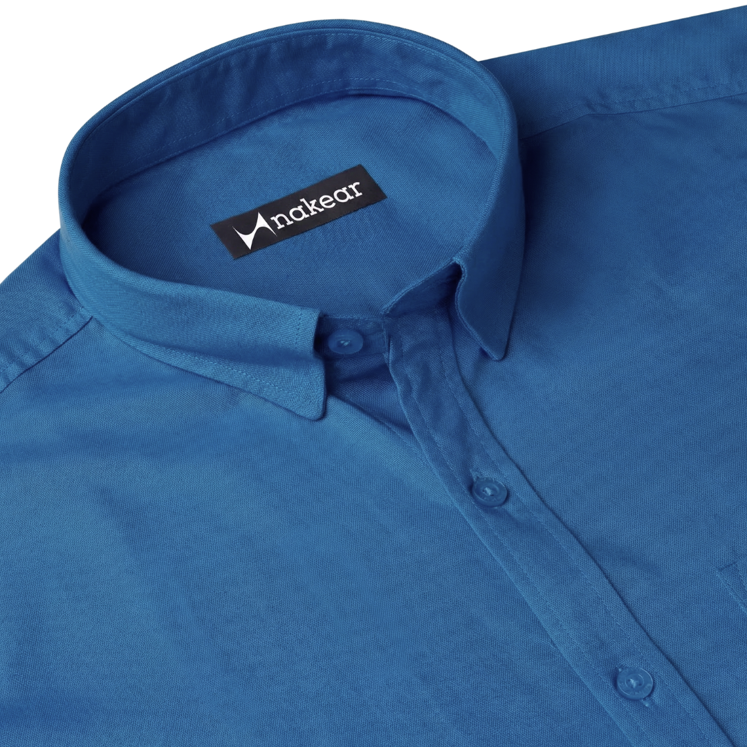 Executive Blue Cotton Formal Shirt for Men – Premium Slim Fit | Nakear