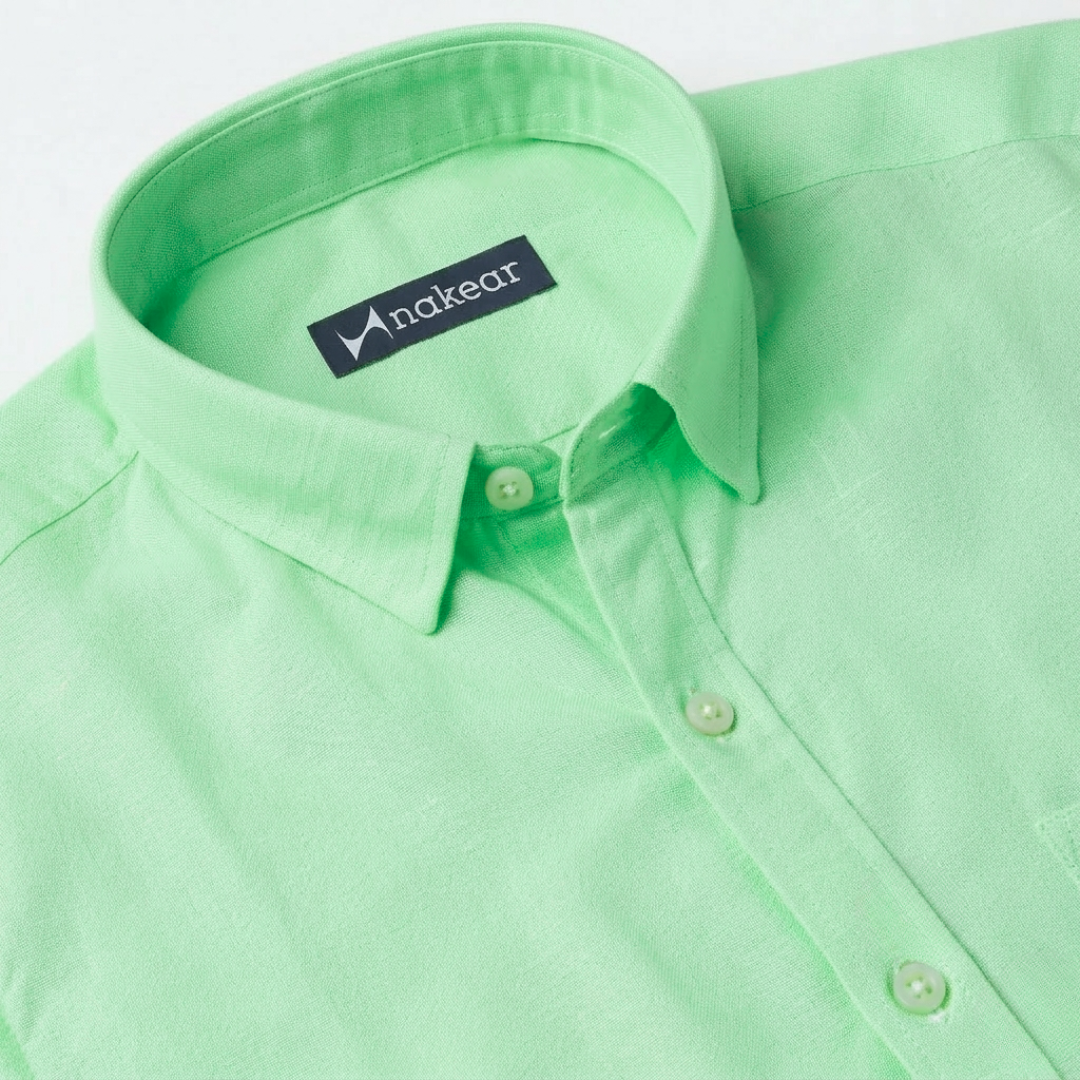 Pistachio Green Cotton Blend Formal Shirt for Men – Tailored Fit Office Wear | Nakear