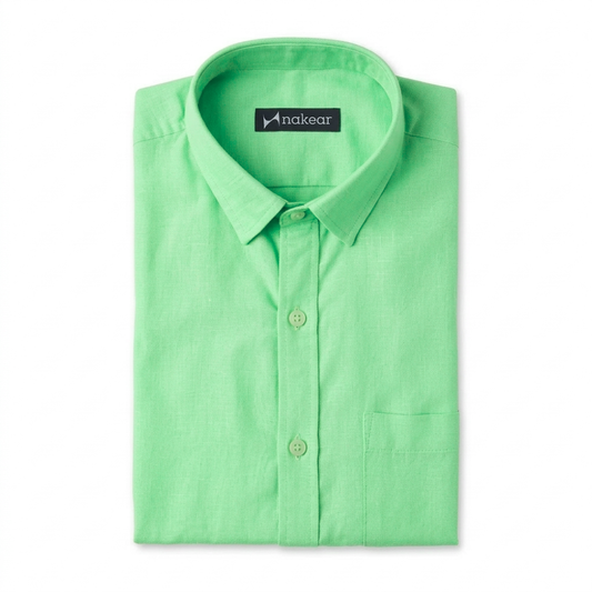 Pistachio Green Cotton Blend Formal Shirt for Men – Tailored Fit Office Wear | Nakear