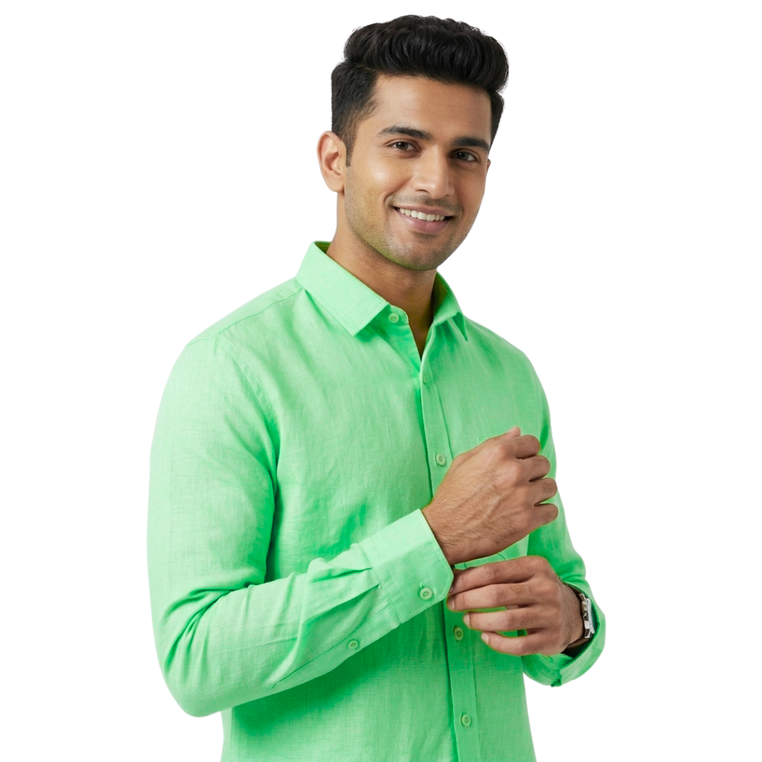 Pistachio Green Cotton Blend Formal Shirt for Men – Tailored Fit Office Wear | Nakear