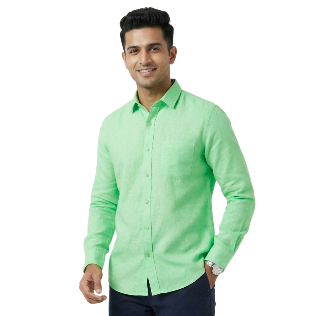 Pistachio Green Cotton Blend Formal Shirt for Men – Tailored Fit Office Wear | Nakear
