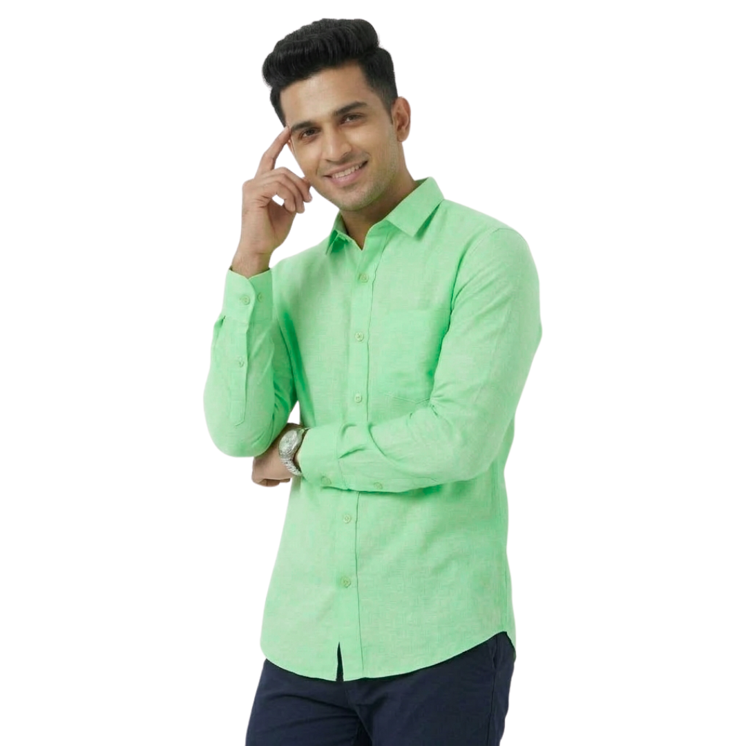 Pistachio Green Cotton Blend Formal Shirt for Men – Tailored Fit Office Wear | Nakear