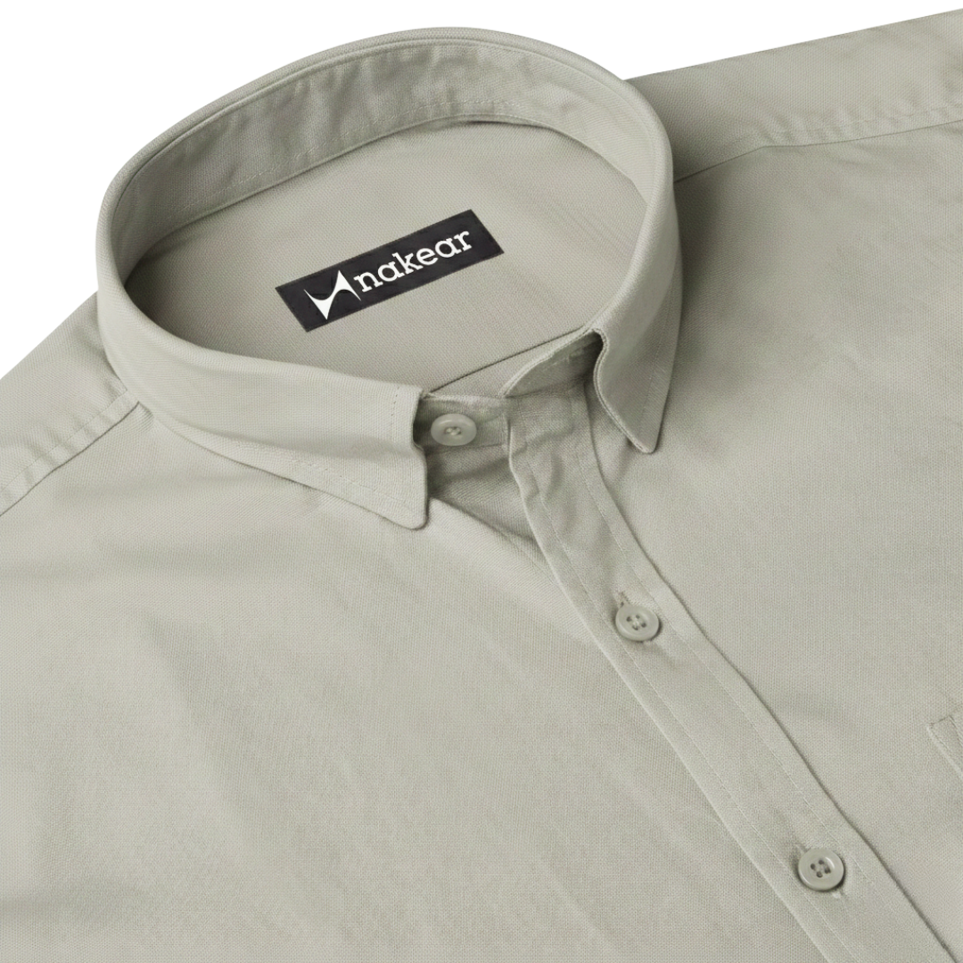 Light Grey Men’s Formal Shirt for Office | Tailored Fit Full Sleeve – Nakear
