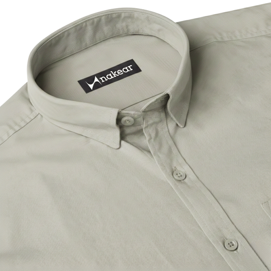 Light Grey Men’s Formal Shirt for Office | Tailored Fit Full Sleeve – Nakear