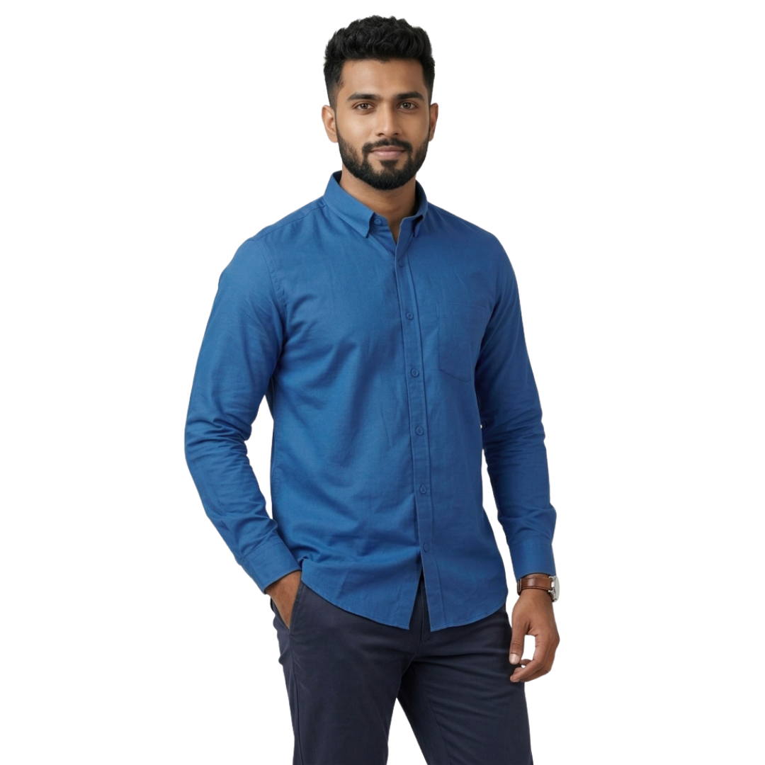 Executive Blue Cotton Formal Shirt for Men – Premium Slim Fit | Nakear