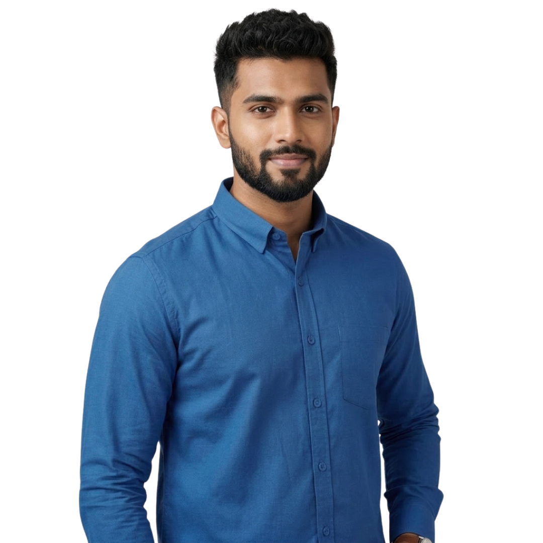 Executive Blue Cotton Formal Shirt for Men – Premium Slim Fit | Nakear