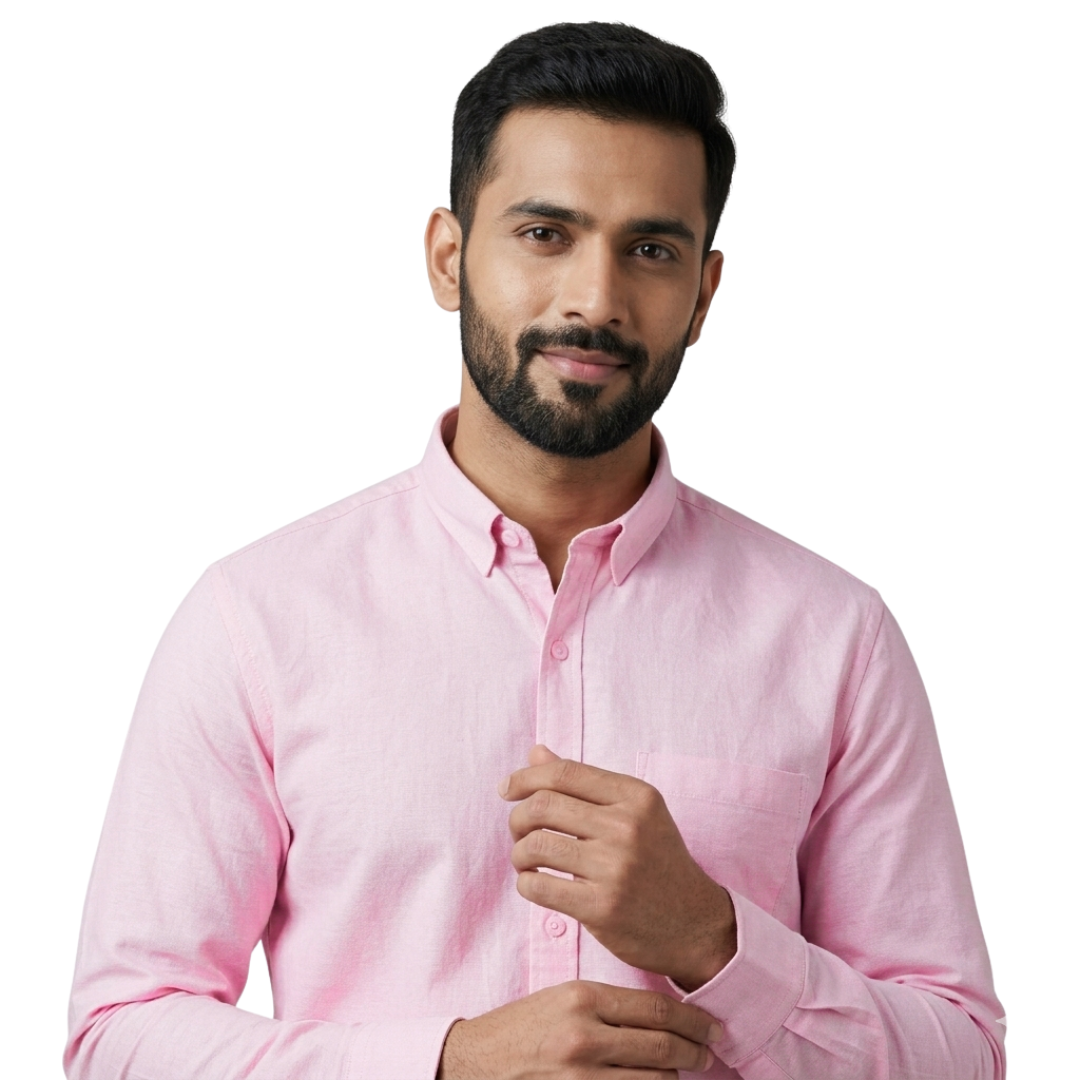 Light Pink Cotton Formal Shirt for Men – Slim Fit Office Wear | Nakear