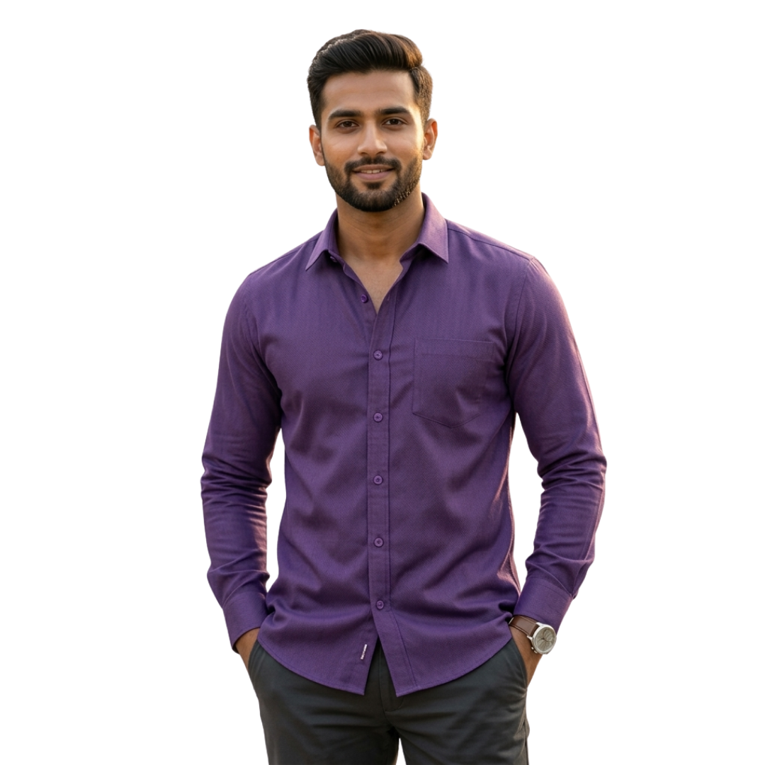 Imperial Purple Cotton Formal Shirt for Men – Premium Slim Fit | Nakear