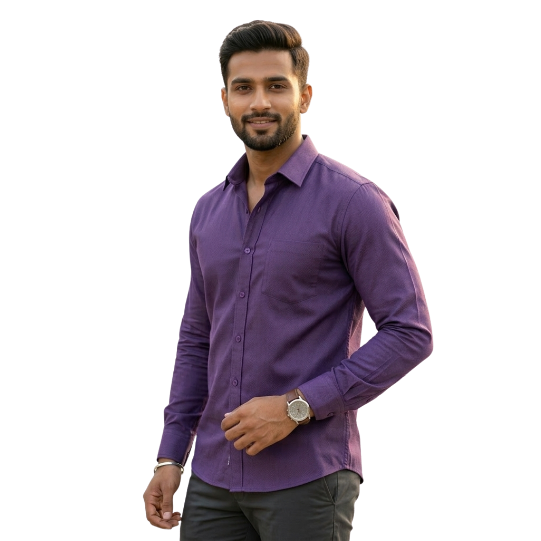 Imperial Purple Cotton Formal Shirt for Men – Premium Slim Fit | Nakear