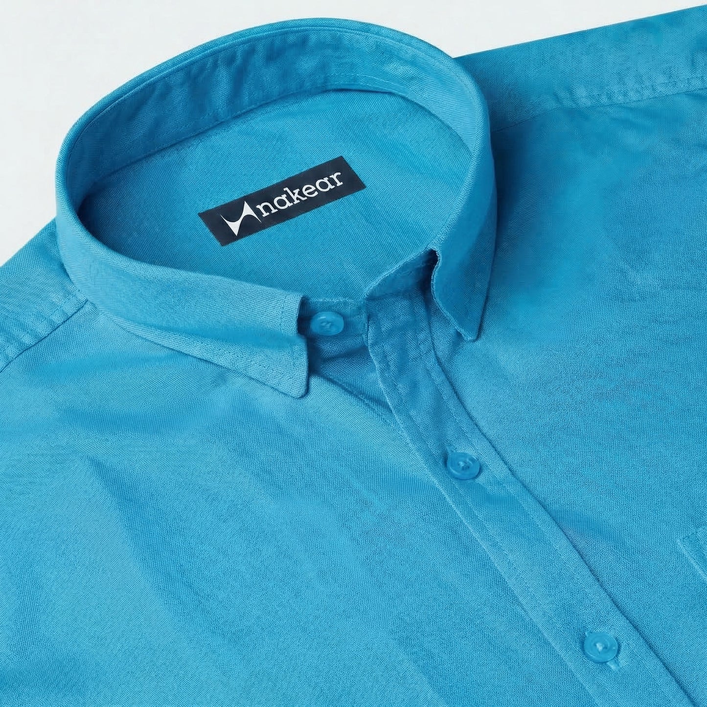 Aqua Blue Cotton Formal Shirt for Men – Premium Tailored Fit | Nakear