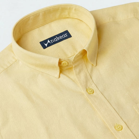 Butter Yellow Cotton Formal Shirt for Men – Premium Slim Fit | Nakear