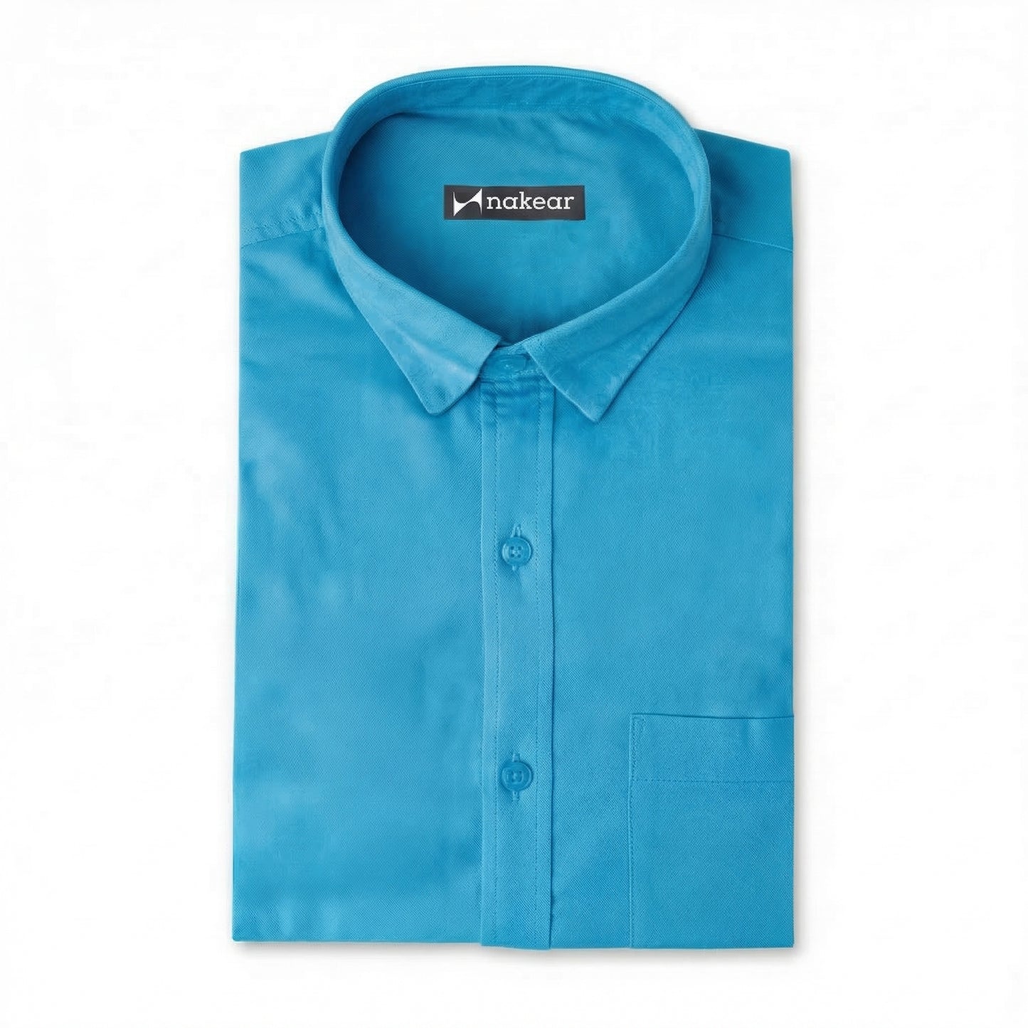 Aqua Blue Cotton Formal Shirt for Men – Premium Tailored Fit | Nakear