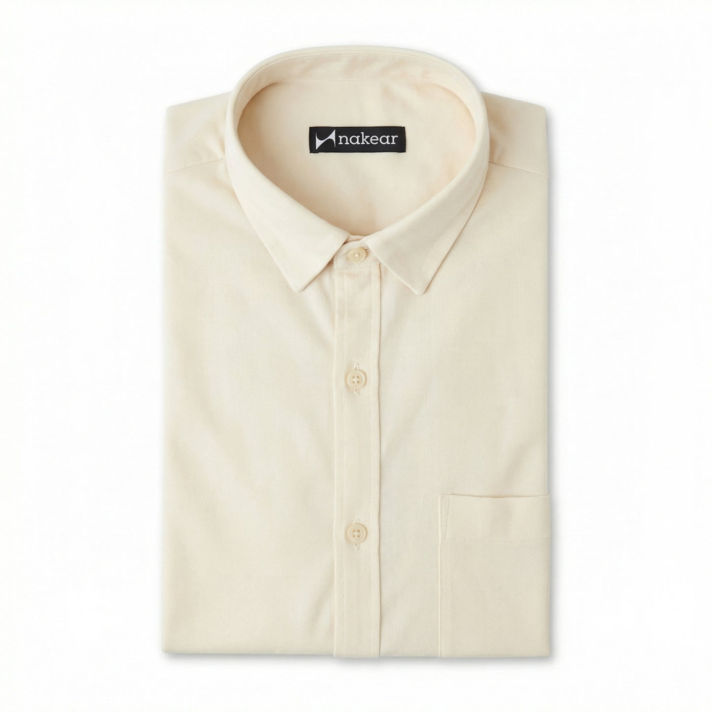 Cream Men’s Formal Shirt | Office Wear Tailored Fit Full Sleeve – Nakear