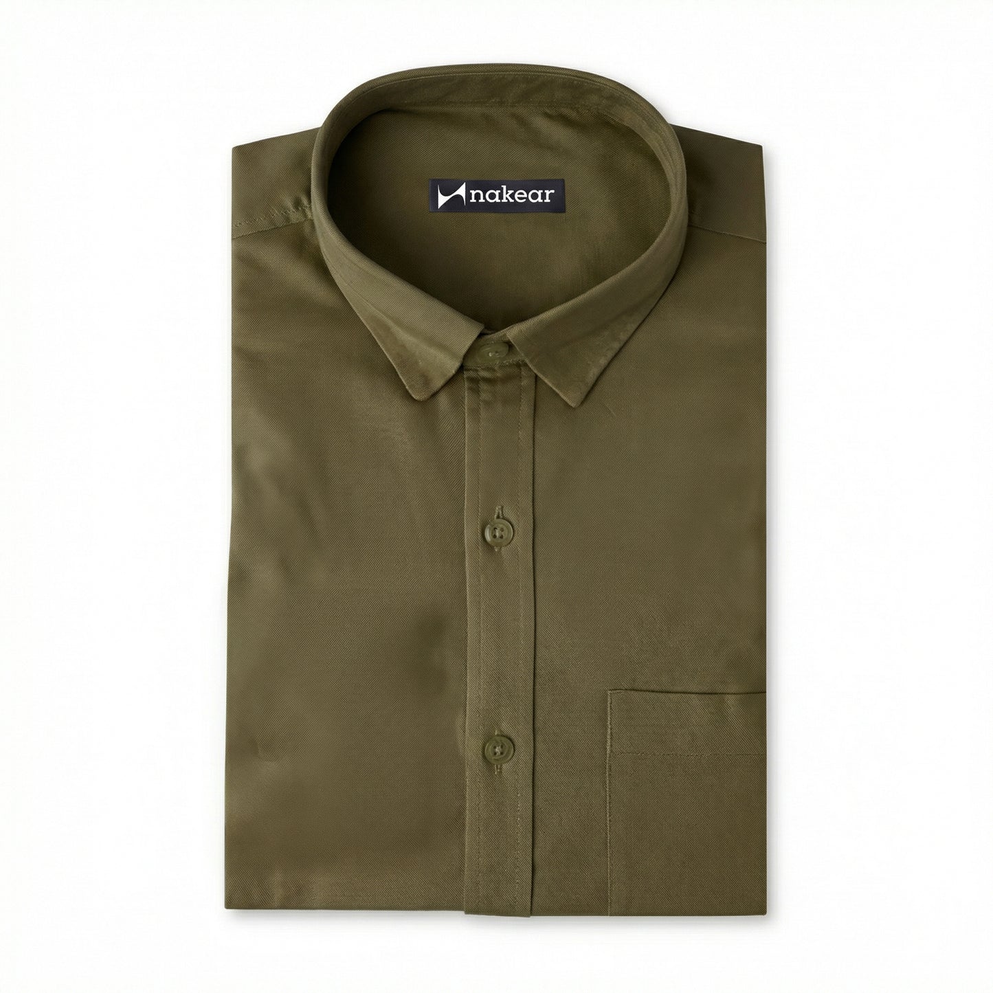 Deep Olive Men’s Office Wear Shirt | Tailored Fit Full Sleeve Formal Shirt – Nakear